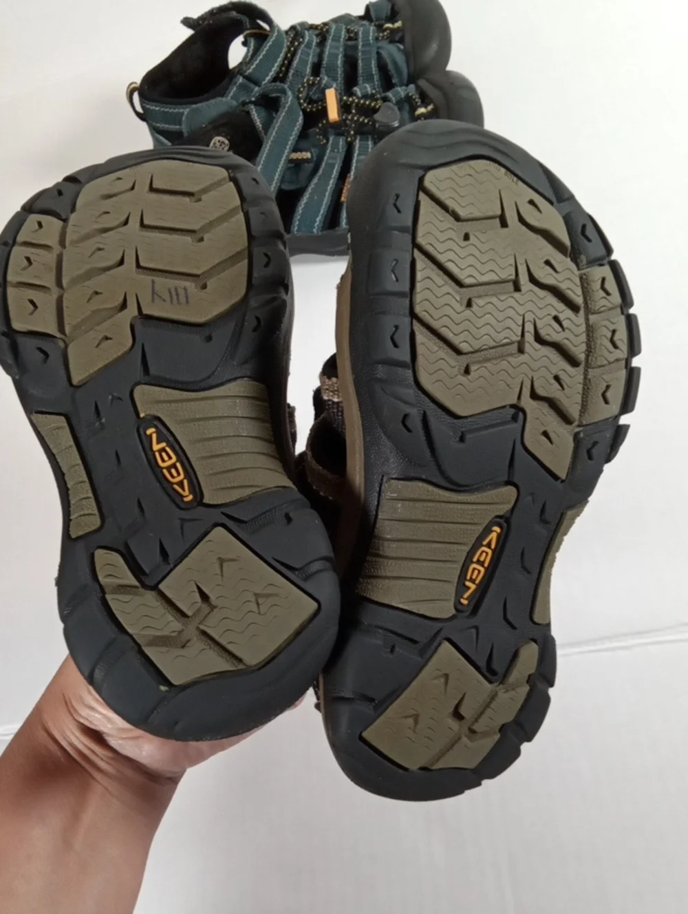 Keens Two Pairs Water Shoes Hiking Outdoors Kids Size 12 Blue N Brown